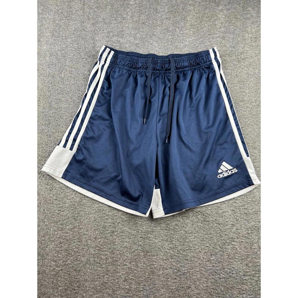 Adidas Kids Athletic Shorts Navy Blue with White Stripes Size Large